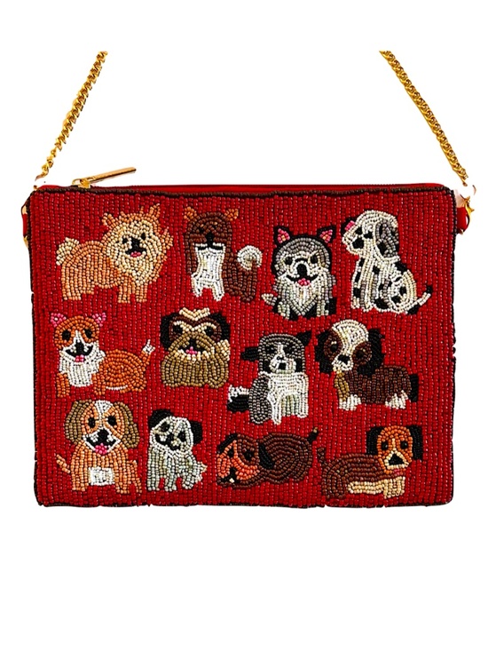 Lily Posh Handbags - Lily Posh Beaded Dog Crossbody Mini Clutch Bag, Dachshund Bag